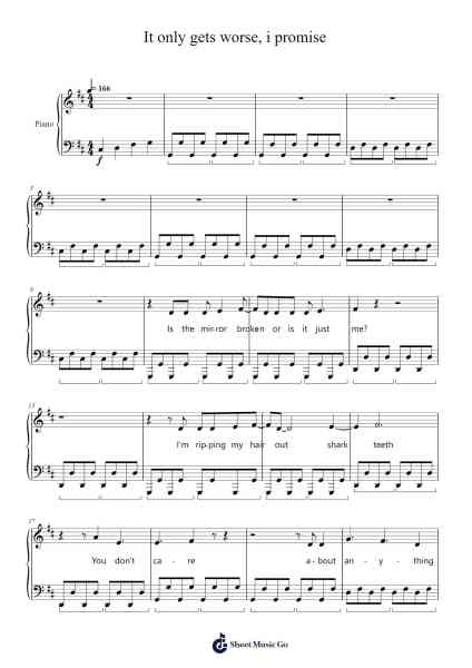 It only gets worse, i promise Sheet Music by EKKSTACY-Arr.Wolflor Coltrid