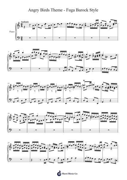 Angry Birds theme - Fuga barock style Sheet Music by Piotr Tomasz Harasimiuk-Arr.Kylenus Minruth