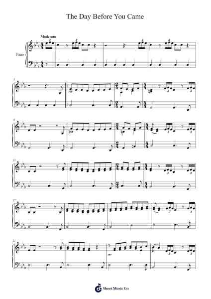 The Day Before You Came Sheet Music by Benny Andersson/Björn Ulvaeus-Arr.Elboyce