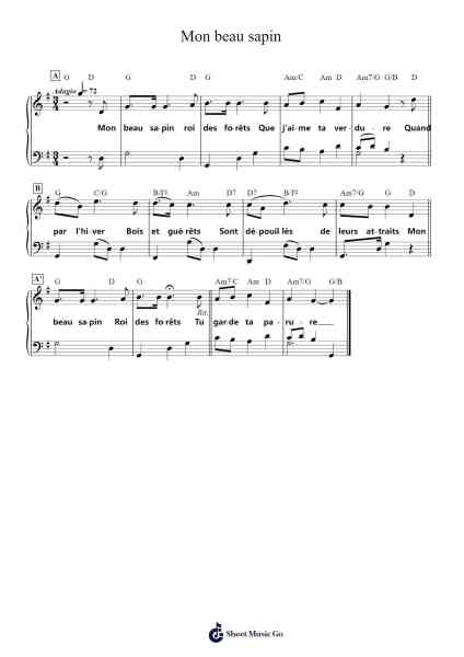Mon beau sapin Sheet Music by Misc Traditional-Arr.Tethew Wolfdwight