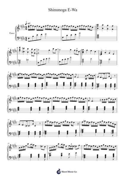 Shinunoga E-Wa Sheet Music by Fujii Kaze-Arr.Twainsel