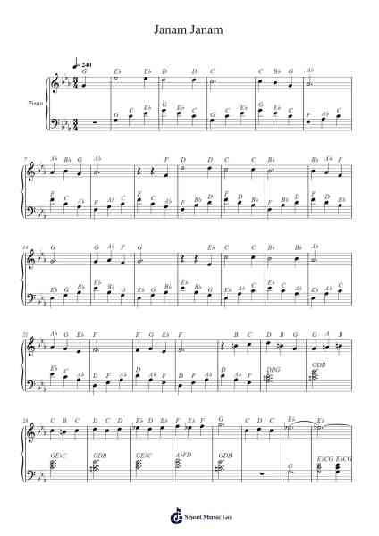 Janam Janam Sheet Music by Arijit Singh-Arr.Reyblume Poundtor