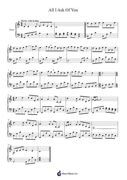 All I Ask Of You Sheet Music by Andrew Lloyd Webber-Arr.Kensibyl