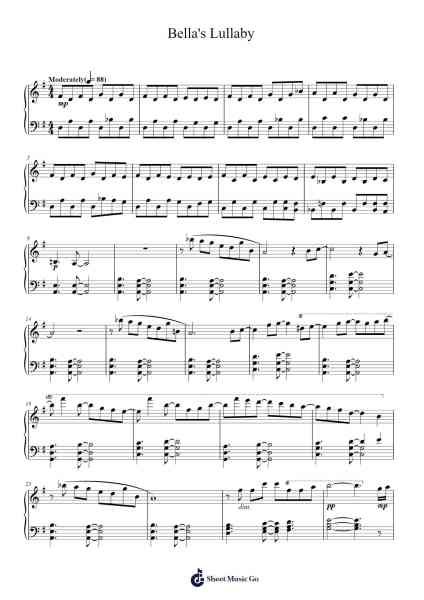 Bella's Lullaby Sheet Music by Carter Burwell-Arr.Hudfitch Terleign