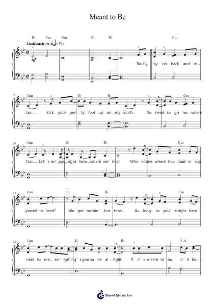 Meant to Be Sheet Music by Bebe Rexha-Arr.Watblack Jackcoln