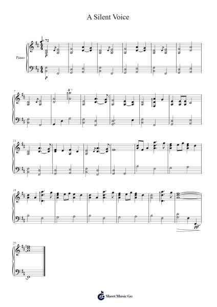 A Silent Voice Sheet Music by Kensuke Ushio-Arr.Twainsel
