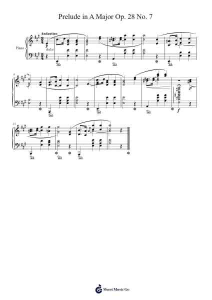 Prelude in A Major, Op. 28, No. 7 Sheet Music by Frédéric Chopin-Arr.Duttdes Dawnpril