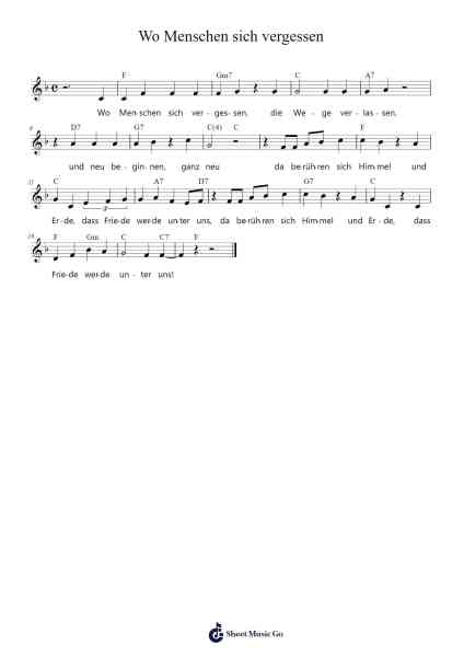 Wo Menschen sich vergessen Sheet Music by Christoph Lehmann-Arr.Efkirk