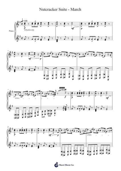 The Nutcracker Suite, Op. 71a: II. March Sheet Music by Pyotr Ilyich Tchaikovsky-Arr.Ogreen Belker