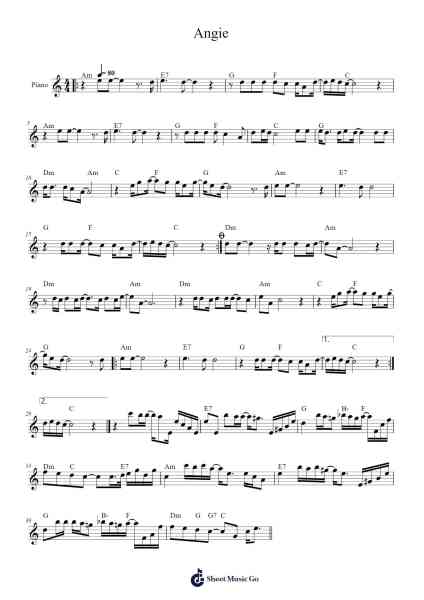 Angie Sheet Music by -Arr.Charmie