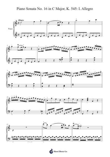 Piano Sonata No. 16 in C Major, K. 545: I. Allegro Sheet Music by Wolfgang Amadeus Mozart-Arr.Oryet Zosoll