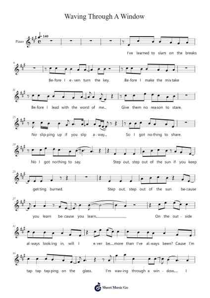 Waving Through A Window Sheet Music by Benj Pasek/Justin Paul-Arr.Grifdice