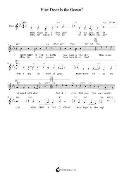 How Deep Is the Ocean? Sheet Music by Irving Berlin-Arr.Hughmand