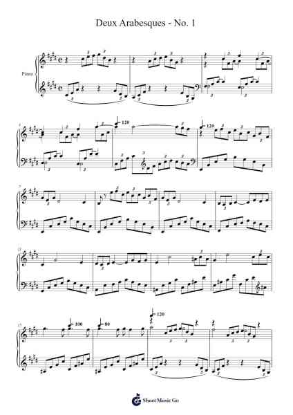 Deux Arabesques, L. 66: No. 1 Sheet Music by C. Debussy-Arr.Toddgail