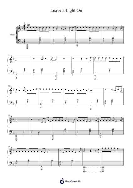 Leave a Light On Sheet Music by Tom Walker-Arr.Yuleboyle Kingshous