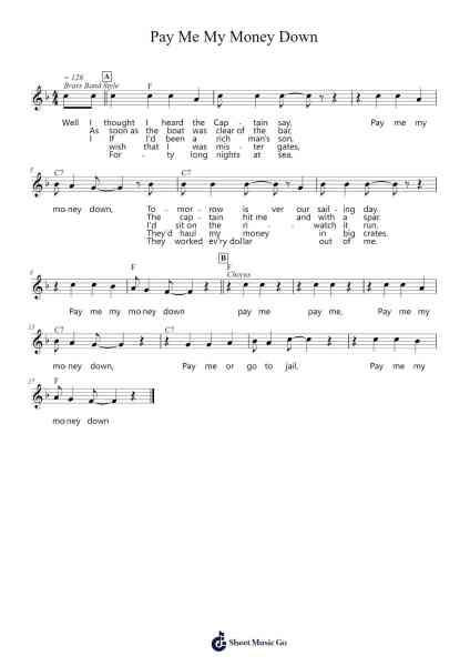 Pay Me My Money Down Sheet Music by undefined-Arr.Thodoreien