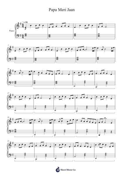 Papa Meri Jaan Sheet Music by Harshavardhan Rameshwar-Arr.Atwright