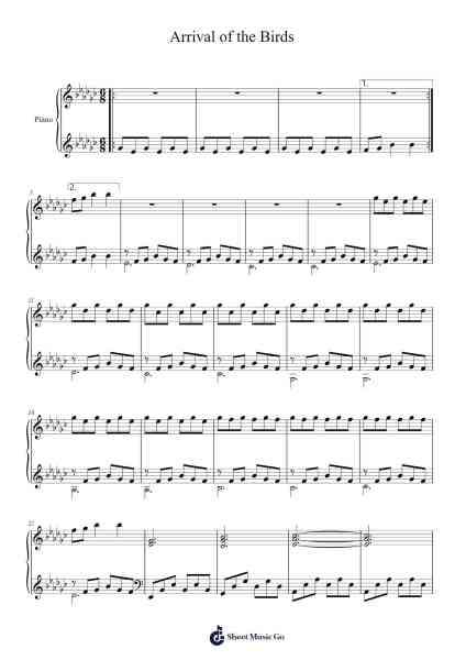 Arrival of the Birds Sheet Music by The Cinematic Orchestra-Arr.Maudfox Mikejames