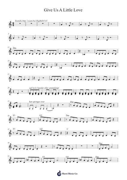 Give Us A Little Love Sheet Music by Fallulah-Arr.Joypoe Willze