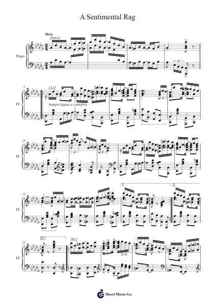 A Sentimental Rag Sheet Music by Maucam Otca-Arr.Stoweberg