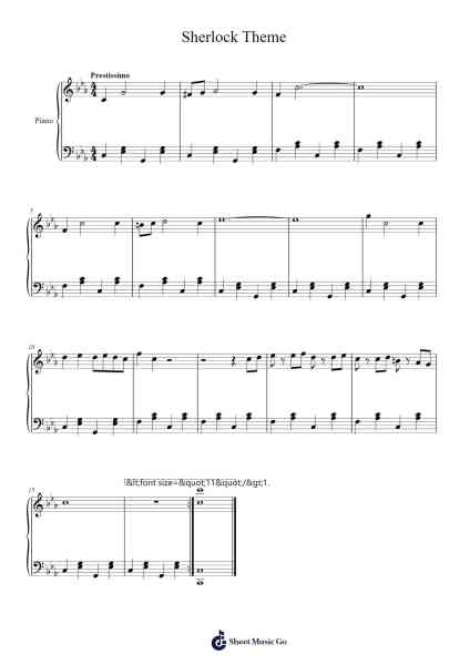 Sherlock Theme Sheet Music by -Arr.Consclife Gosden