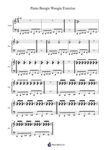 Piano Boogie Woogie Exercise Sheet Music by Ludwig van Beethoven-Arr.Yuleboyle Kingshous