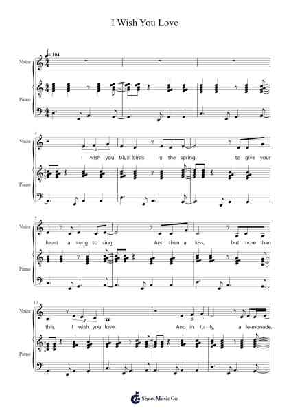 I Wish You Love Sheet Music by Miu Miu-Arr.Chloepole