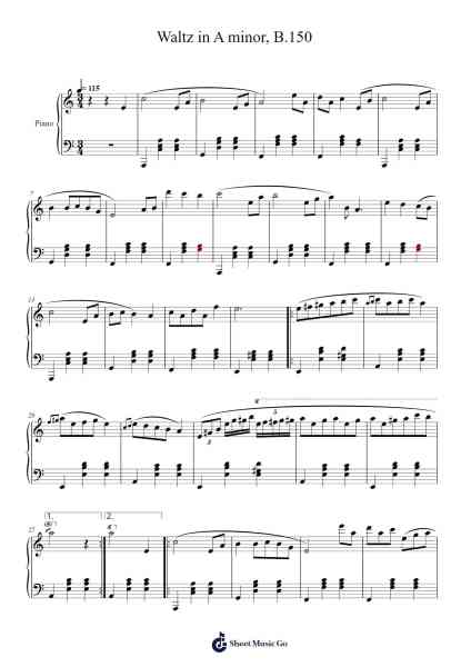 Waltz in A minor, B.150 Sheet Music by Frédéric Chopin-Arr.Shelmore Yetgrant