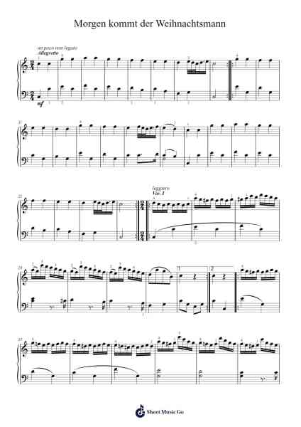 Morgen kommt der Weihnachtsmann Sheet Music by Wolfgang Amadeus Mozart-Arr.Feltrid