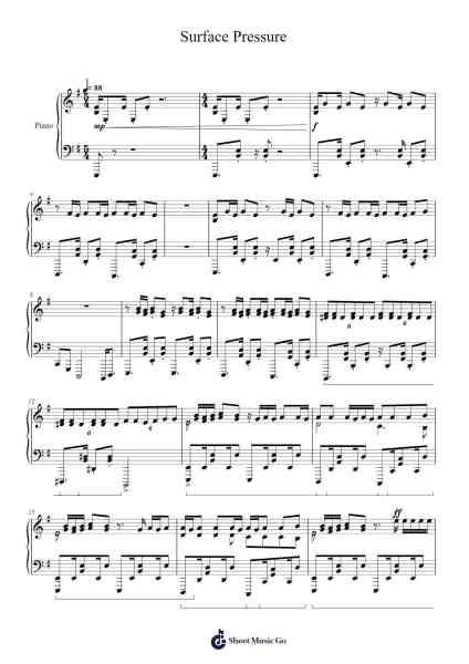 Surface Pressure Sheet Music by Lin-Manuel Miranda-Arr.Felnah Puvien