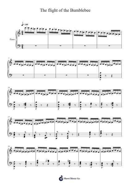 The flight of the Bumblebee Sheet Music by Rimsky Korsakov-Arr.Egger Daveky