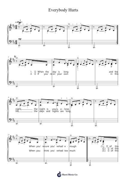 Everybody Hurts Sheet Music by R.E.M.-Arr.Shamens Xedric
