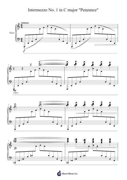 Intermezzo No. 1 in C major "Penzance" Sheet Music by nutmegmusik-Arr.Sibylmos Fordridge