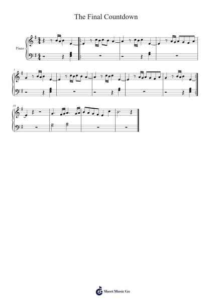 The Final Countdown Sheet Music by Europe-Arr.Blantiane Hobrob