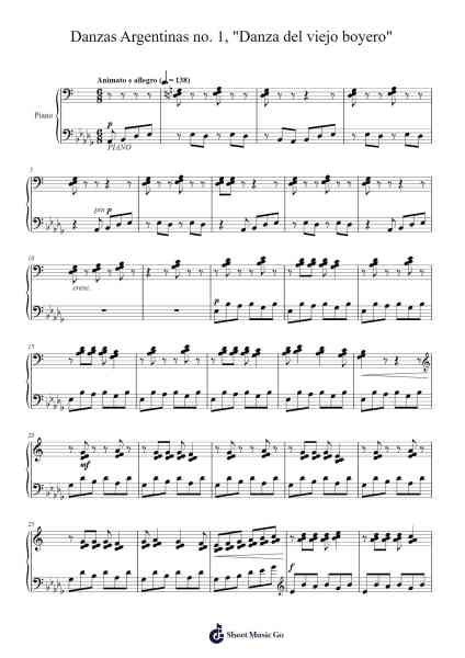 Danzas Argentinas no. 1, "Danza del viejo boyero" Sheet Music by Alberto Ginastera-Arr.Gardi Clairero