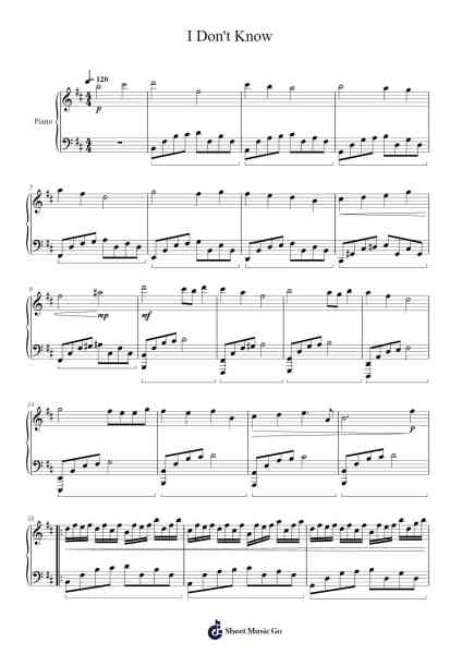 I Don't Know Sheet Music by Jertab-Arr.Bucktus