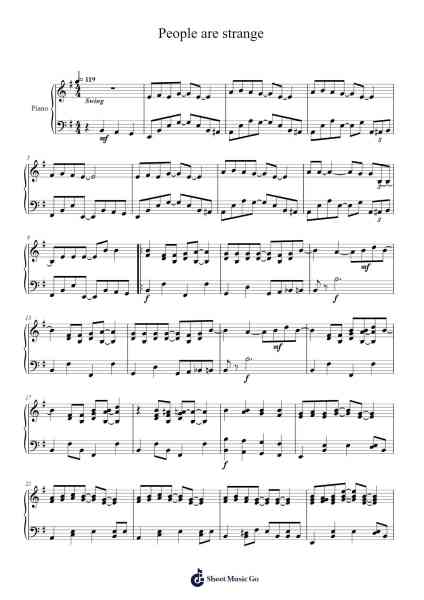 People are strange Sheet Music by The Doors-Arr.Grelitt Bachdrow
