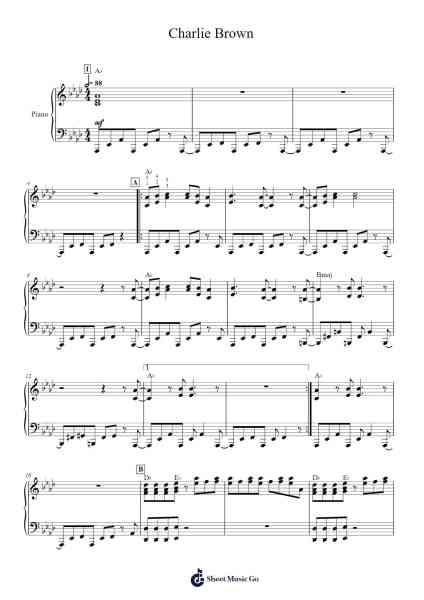 Charlie Brown Sheet Music by Vince Guaraldi-Arr.Joanbroad Tedrene