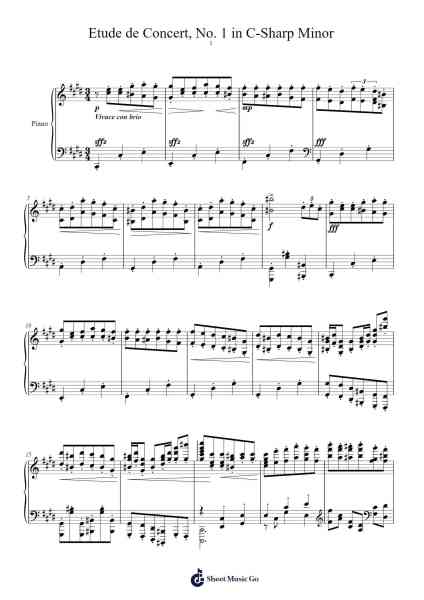 Etude de Concert, No. 1 in C-Sharp Minor Sheet Music by Sighe Saxraine-Arr.Gemten Churhy