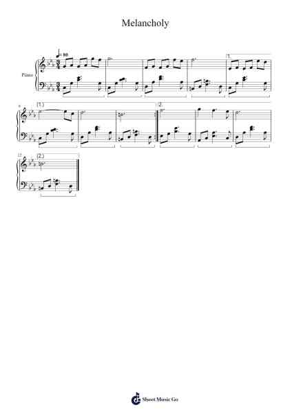 Melancholy Sheet Music by Hayjoyce-Arr.Birwylde