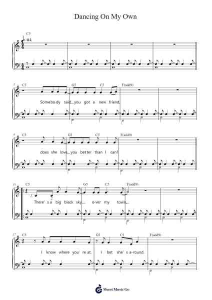 Dancing On My Own Sheet Music by Robyn-Arr.Dobcius