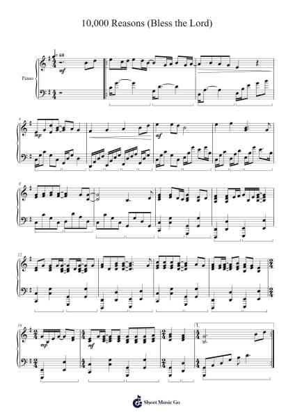 10,000 Reasons (Bless The Lord) Sheet Music by Matt Redman-Arr.Toddgail