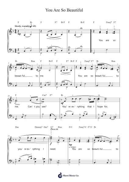 You Are So Beautiful Sheet Music by Joe Cocker-Arr.Cranemie