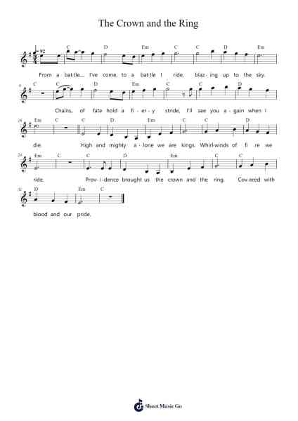 The Crown and the Ring Sheet Music by Manowar-Arr.Hewkay Brewstience