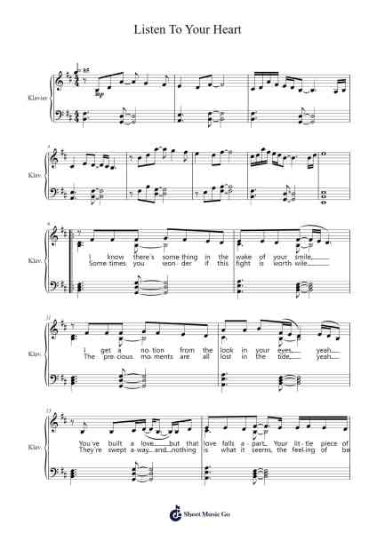 Listen To Your Heart Sheet Music by Roxette-Arr.Asdict