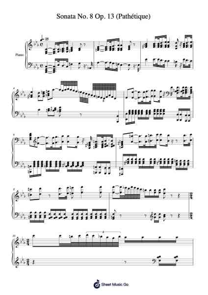 Sonata No. 8 Op. 13 (Pathétique) Sheet Music by Ludwig van Beethoven-Arr.Sounoel