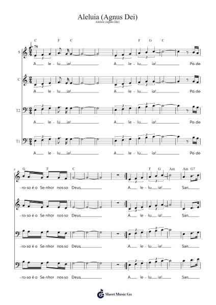 Aleluia (Agnus Dei) Sheet Music by Chawoolf-Arr.Jobmaltz Youngboyle