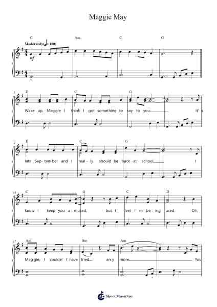 Maggie May Sheet Music by Rod Stewart-Arr.Rocius