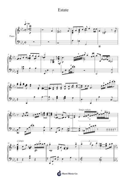 Estate Sheet Music by Bruno Martino/Joao Gilberto-Arr.Krisrol Petthew