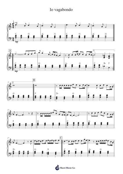 Io vagabondo Sheet Music by Nomadi-Arr.Jersoon